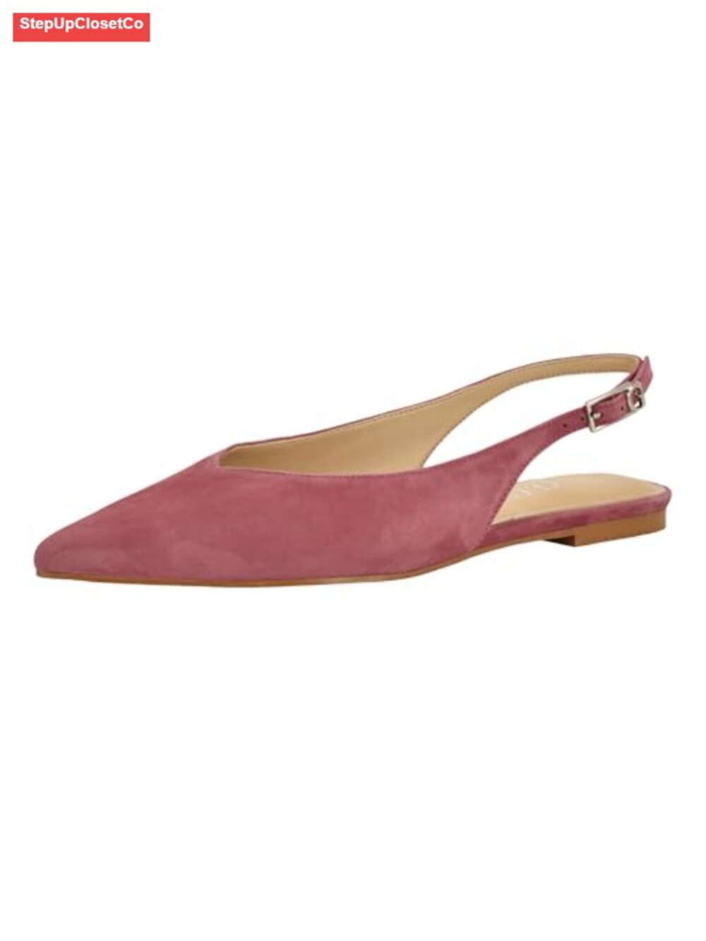 Suede Pointed Toe Slingback Flats Buckle Comfort Sole Casual Dressy